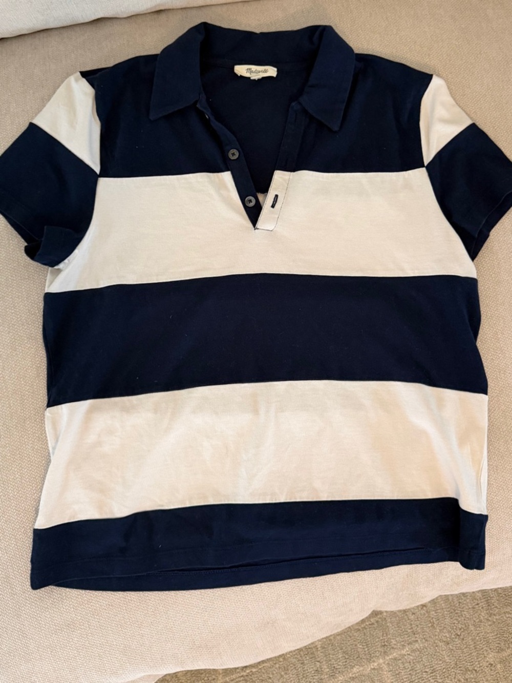 Madewell rugby collard shirt - Navy and White Stripes